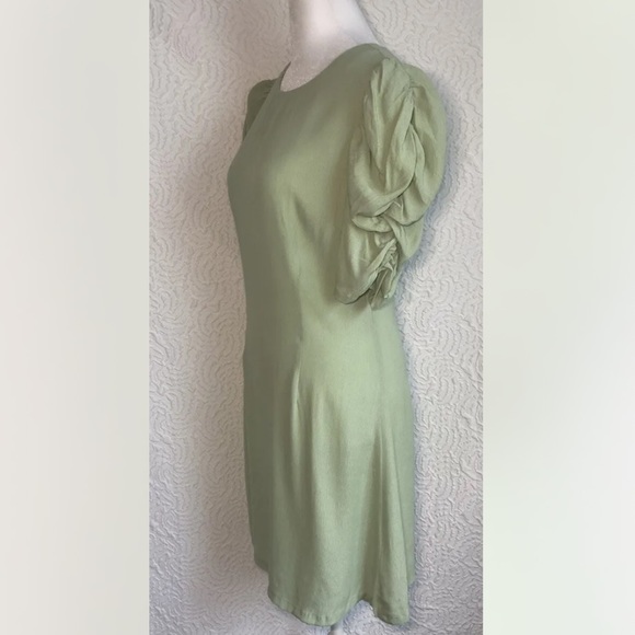 BILLIE The Label Revolve Helena Mini Dress Women’s Sage Green Puff Sleeves - Picture 7 of 16